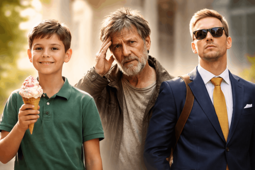 Minor holding ice cream, person appearing mentally distressed, and foreign-looking individual representing contractual capacity limitations in contract law