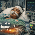 Patient on life-support ventilator in ICU illustrating the ethical and legal debate around euthanasia and end-of-life decisions.
